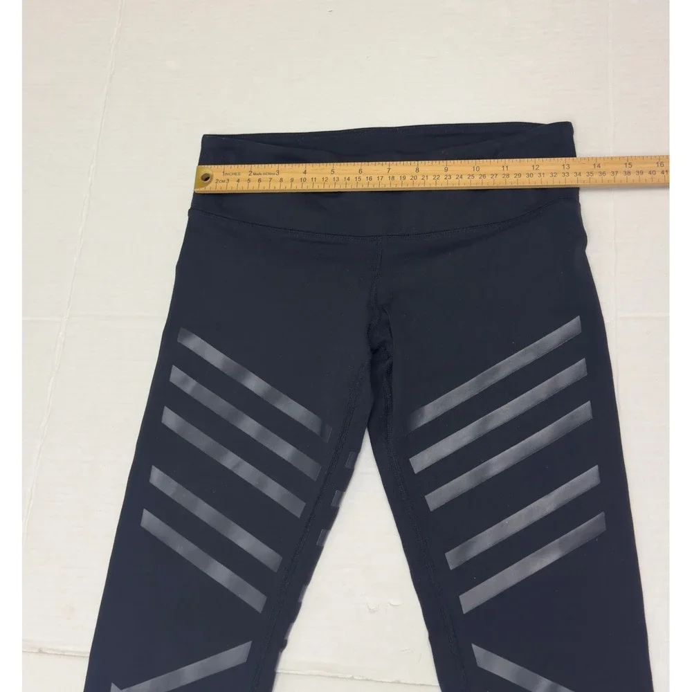 Alo Yoga Moto Graphic Leggings‎ Womens Small Black Geometric Stripes Yoga Gym